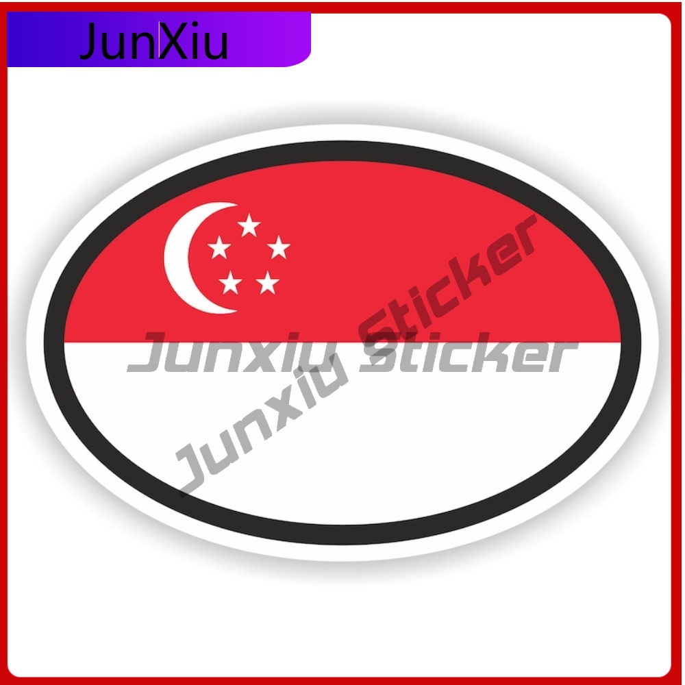 Stiker Oval Bendera Singapura  - Car Accessories Singapore ulasan dan harga